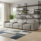 130" Black Top Grain Leather Reclining Metal USB Sofa in a modern living room setting with a stylish area rug.