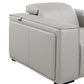 Image of a sleek gray leather sofa side view, highlighting its modern design and premium materials.