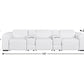 130" Black Top Grain Leather Reclining Metal USB Sofa dimensions showing 130" length, 31" height, 43" depth.