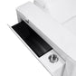 130" Black Top Grain Leather Reclining Metal USB Sofa with storage compartment and cup holder.