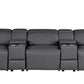 130" Black Top Grain Leather Reclining Metal USB Sofa in a stylish, modern design with built-in USB charging ports.