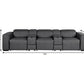 130" Black Top Grain Leather Reclining Metal USB Sofa with dimensions 130" x 31" x 43".
