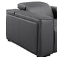 Side view of the 130" Black Top Grain Leather Reclining Metal USB Sofa showcasing its sleek design and premium leather finish.