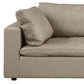 122" Beige Top Grain Leather Reclining Solid Wood Sofa with plush cushions for ultimate comfort.
