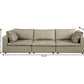 122" Beige Top Grain Leather Reclining Solid Wood Sofa dimensions and design showcase superior comfort and elegance.