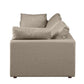 122" Beige Top Grain Leather Reclining Solid Wood Sofa side view showcasing plush cushions and premium leather.