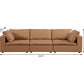 122" Beige Top Grain Leather Reclining Solid Wood Sofa in a stylish, modern design with comfortable cushions.