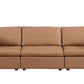 122" Beige Top Grain Leather Reclining Solid Wood Sofa featuring plush cushions and smooth lines for elegant comfort.