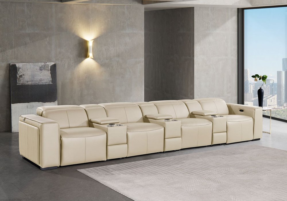 170" Top Grain Leather Power Reclining USB Sofa with Storage Arms (3 Colors)