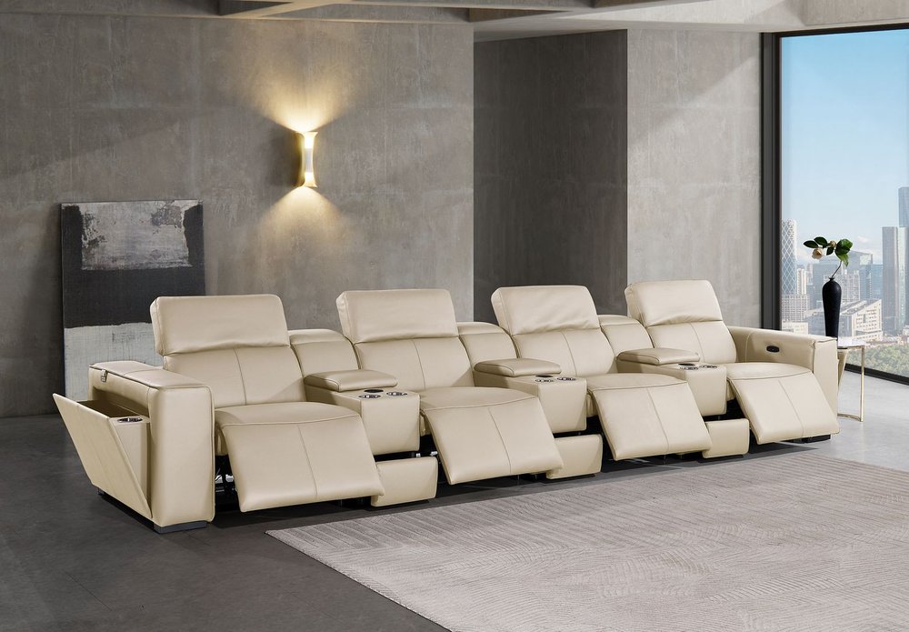 170" Top Grain Leather Power Reclining USB Sofa with Storage Arms (3 Colors)