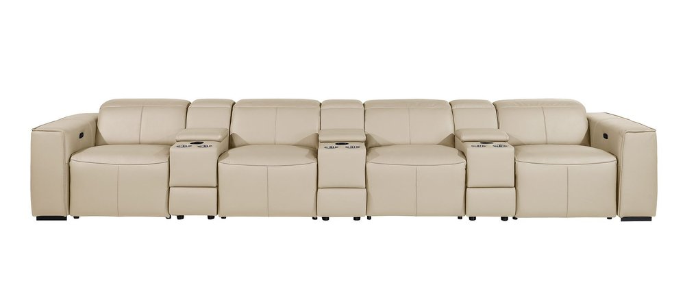 170" Top Grain Leather Power Reclining USB Sofa with Storage Arms (3 Colors)