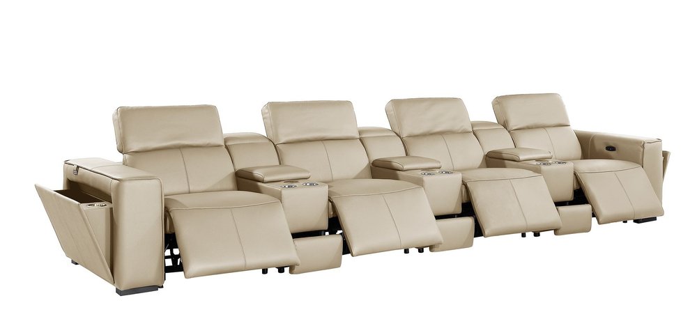 170" Top Grain Leather Power Reclining USB Sofa with Storage Arms (3 Colors)