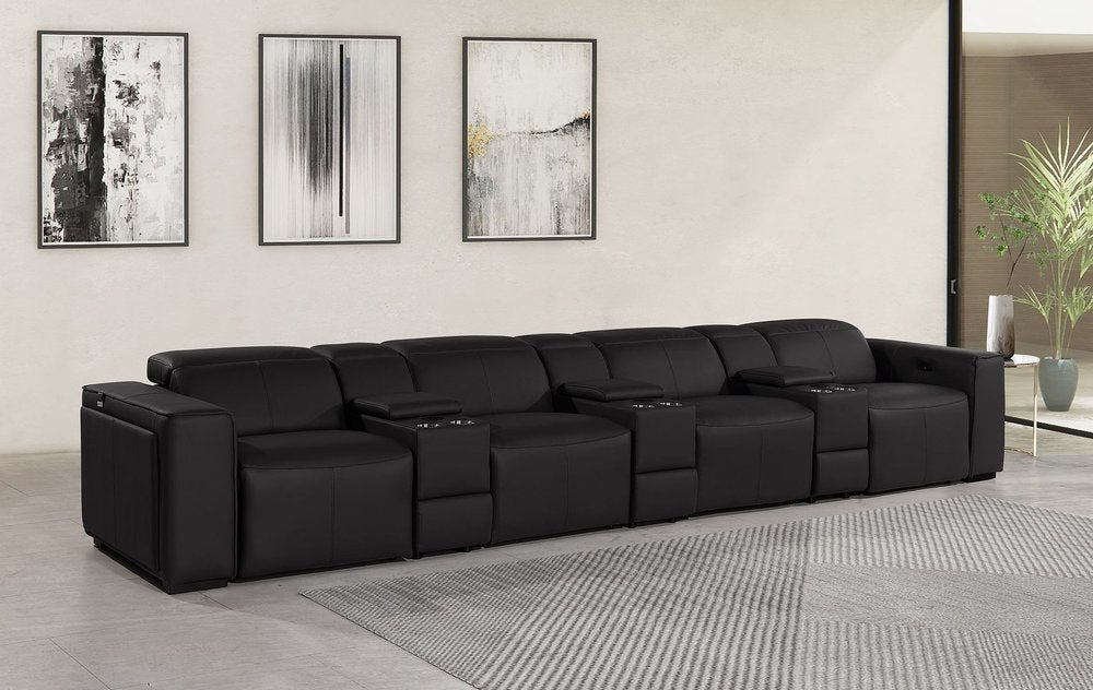 170" Top Grain Leather Power Reclining USB Sofa with Storage Arms (3 Colors)