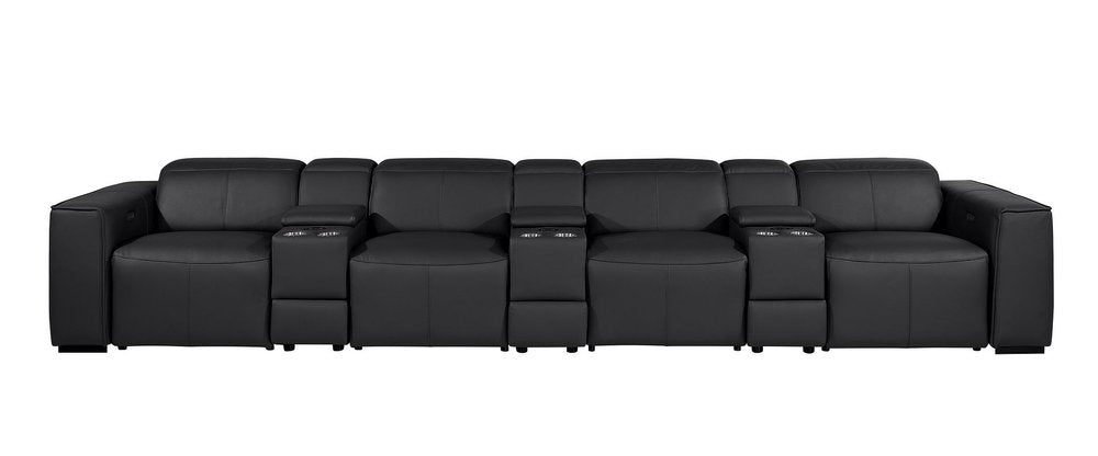 170" Top Grain Leather Power Reclining USB Sofa with Storage Arms (3 Colors)