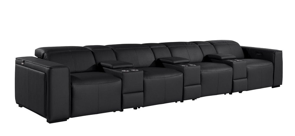 170" Top Grain Leather Power Reclining USB Sofa with Storage Arms (3 Colors)