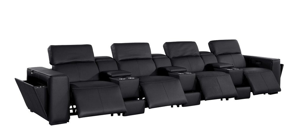 170" Top Grain Leather Power Reclining USB Sofa with Storage Arms (3 Colors)