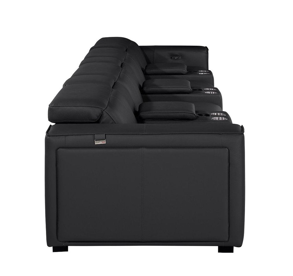 170" Top Grain Leather Power Reclining USB Sofa with Storage Arms (3 Colors)