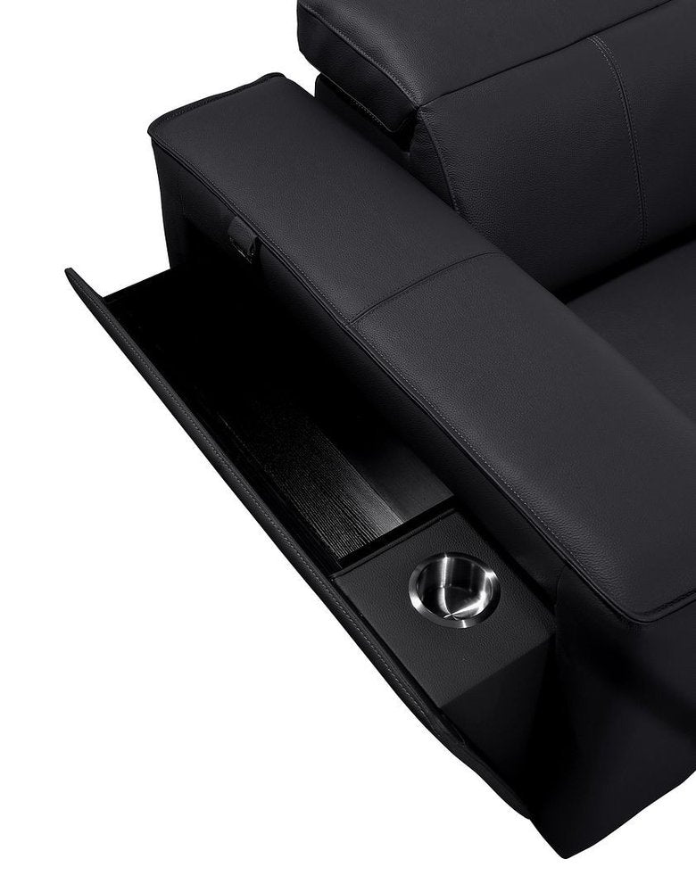 170" Top Grain Leather Power Reclining USB Sofa with Storage Arms (3 Colors)