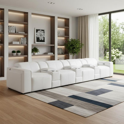 170" Top Grain Leather Power Reclining USB Sofa with Storage Arms (3 Colors)