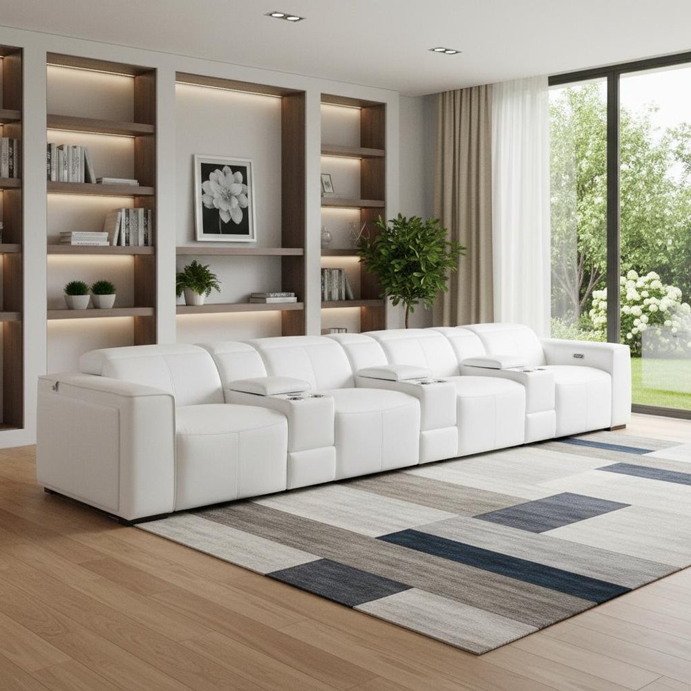 170" Top Grain Leather Power Reclining USB Sofa with Storage Arms (3 Colors)