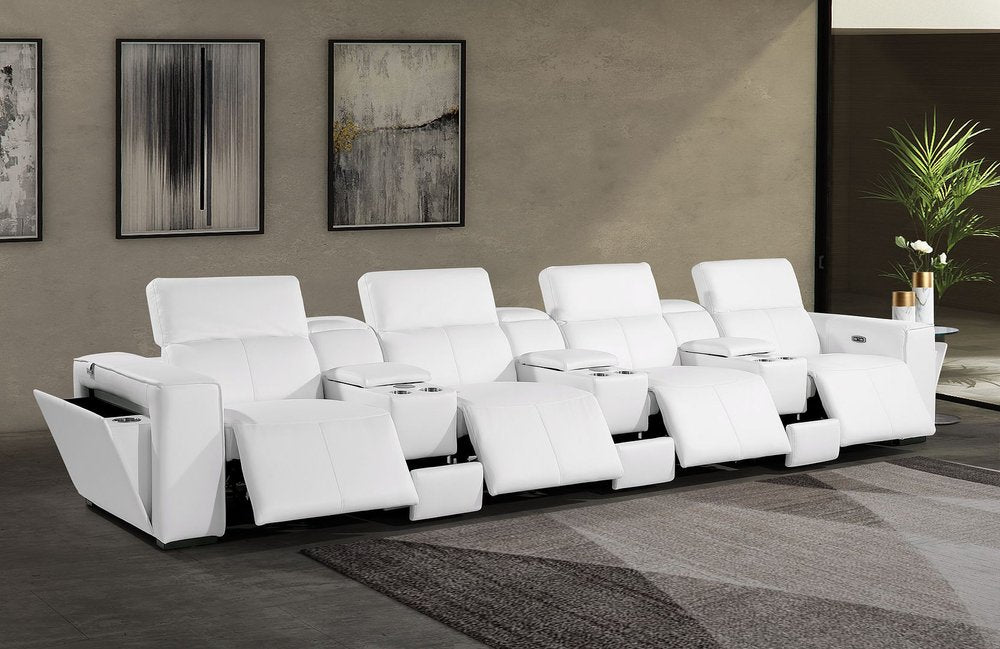 170" Top Grain Leather Power Reclining USB Sofa with Storage Arms (3 Colors)