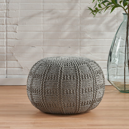 Yuny Grey Cotton Pouf – 20" Pouf