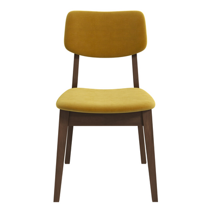 Carlos Dark Yellow Velvet Dining Chair – 32.3"H Mid-Century Armless Side Chairs (Set of 2)