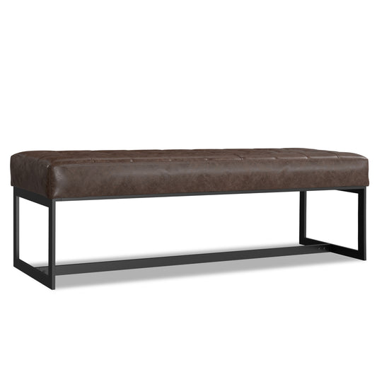 Penelope Brown Leather Ottoman Bench