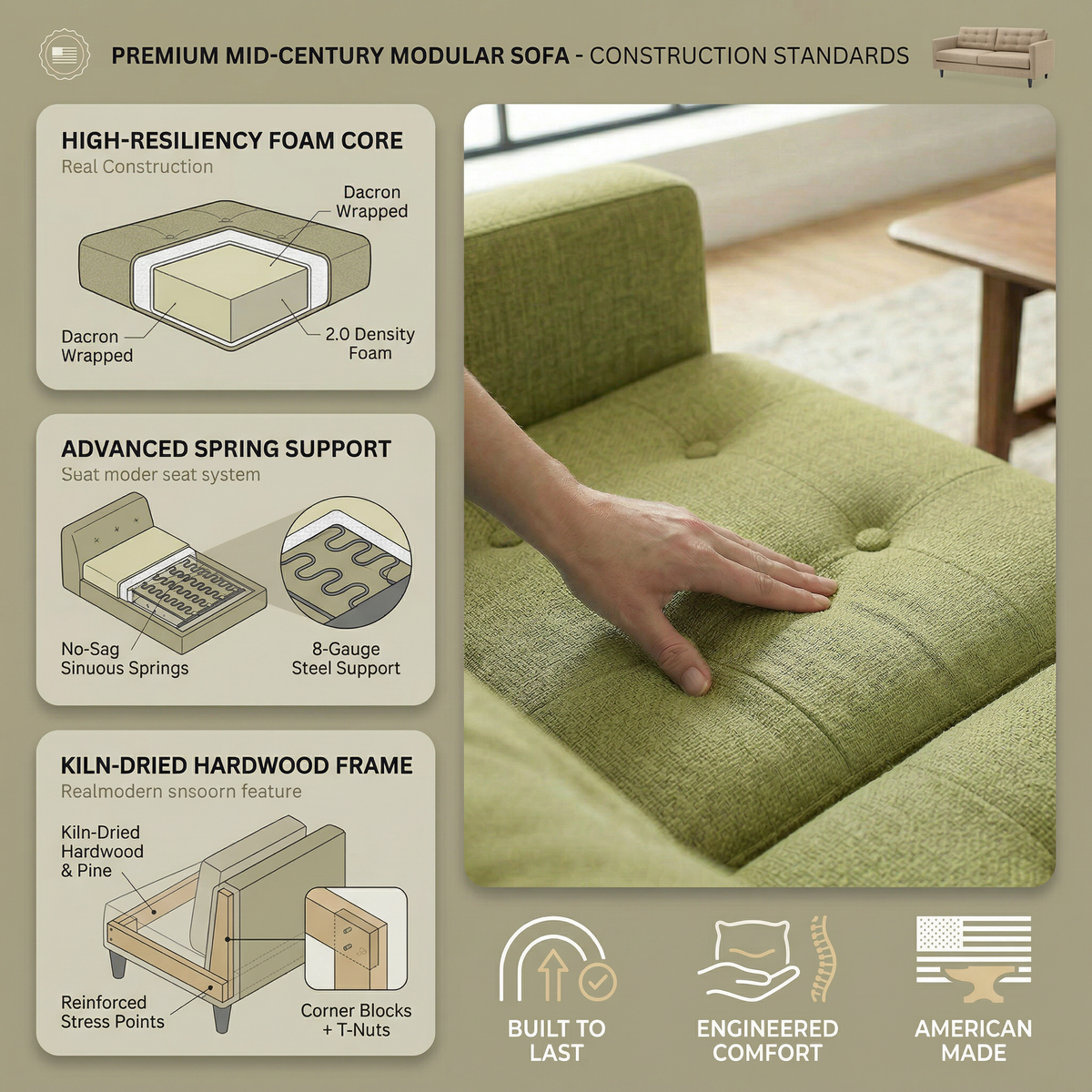 Talmadge Velvet Sofa – 92" Classic American Sofa - Notion Appletini - Fabric (13)