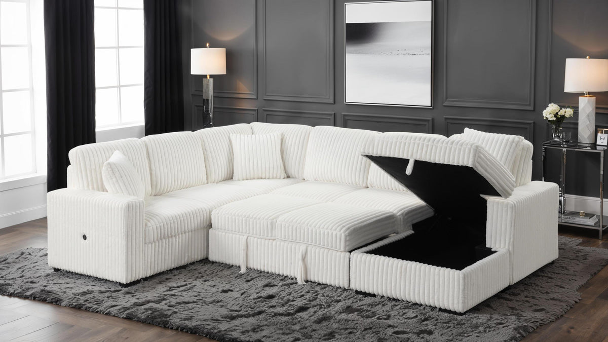 Jorvik sectional sofa in cream velvet