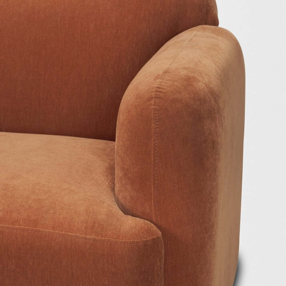 90" Rust Chenille Sofa