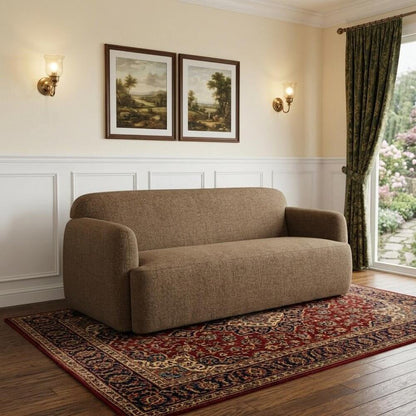 90" Brown Fabric Sofa