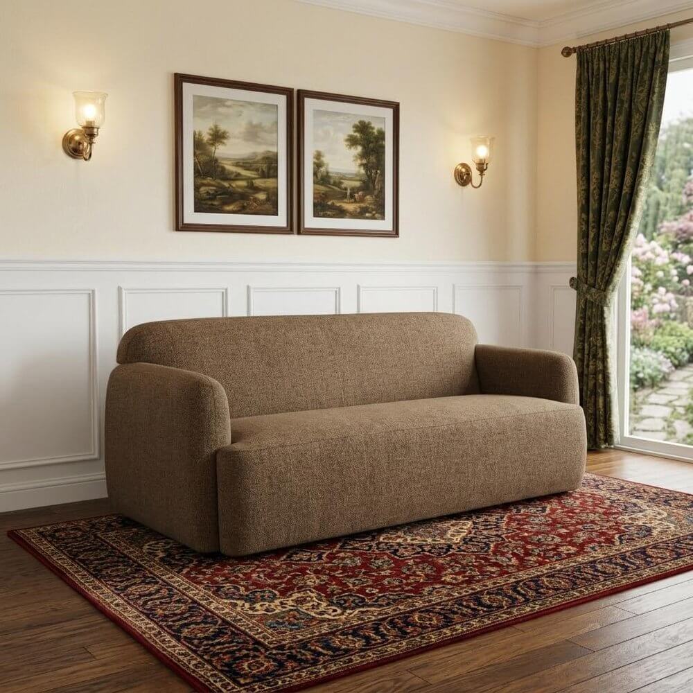 90" Brown Fabric Sofa