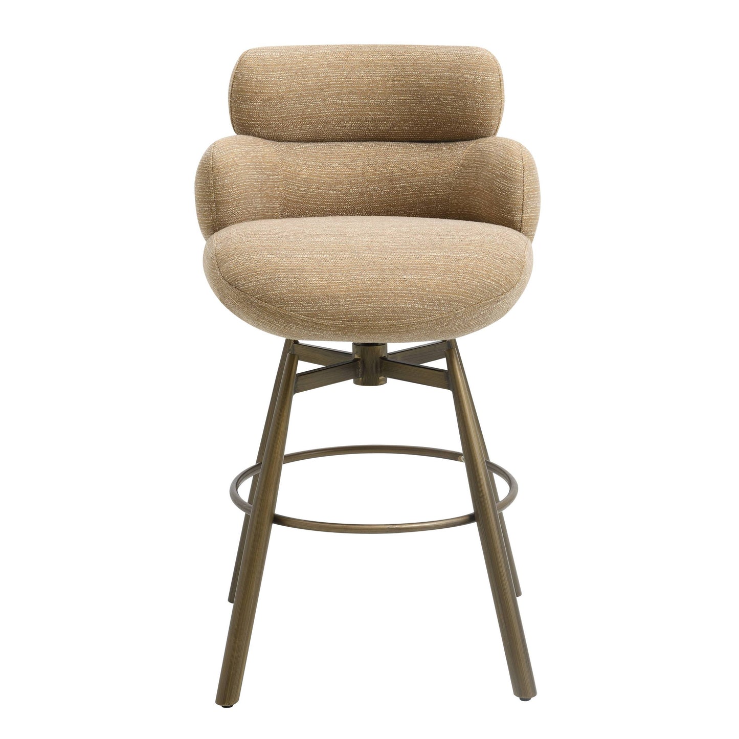 Jena Taupe Chenille & Bronze Counter Stool – 34" Swivel Counter Height Chair