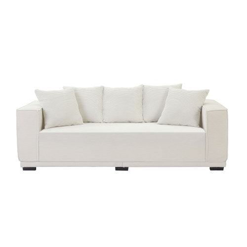 MCM Box Arm Corduroy Upholstered Sofa 89"