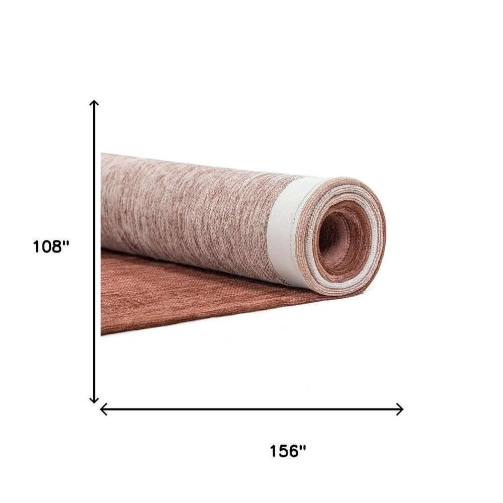 Red And White Abstract Washable Area Rug With UV Protection Area Rug | 9' x 13' rolled up and showing dimensions.