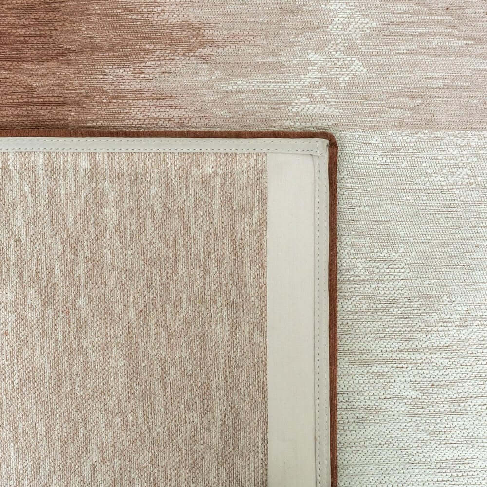 Red And White Abstract Washable Area Rug With UV Protection Area Rug | 9' x 13' close-up of texture and edge details.