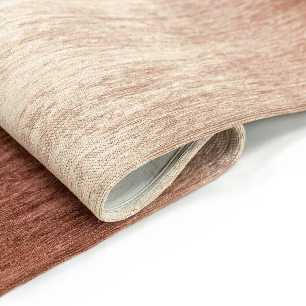 Red And White Abstract Washable Area Rug With UV Protection Area Rug | 9' x 13' close-up of texture and edge detail.