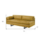 74" Mustard Top Grain Leather Sofa With Black Legs featuring sleek design and dimensions.