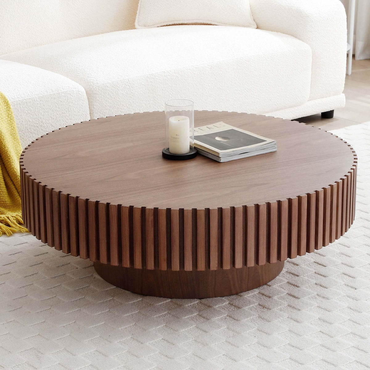 Contemporary Round Coffee Table 39" – in room setting