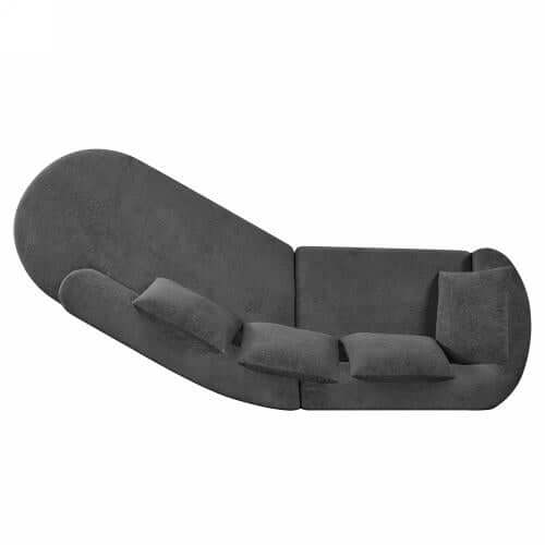 Modern Low Profile Modular Curved Foam Sofa 116' (4 Colors) in soft gray with a unique curved design.