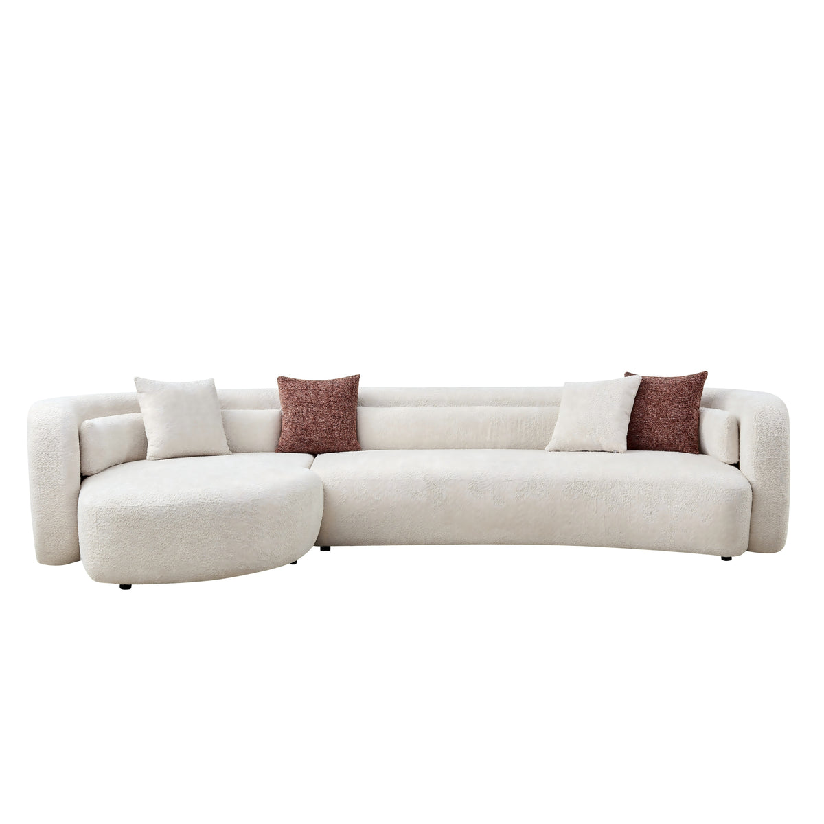 Odile Curved Boucle Sectional – Chaise on Left