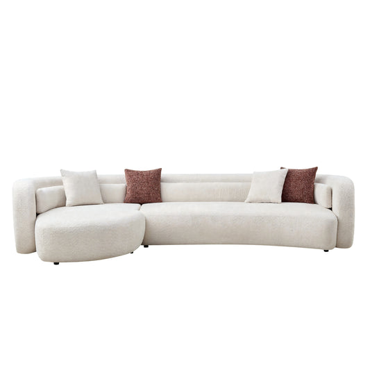 Odile Curved Boucle Sectional – Chaise on Left