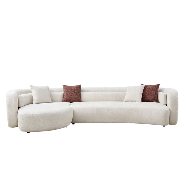 Odile Curved Boucle Sectional – Chaise on Left