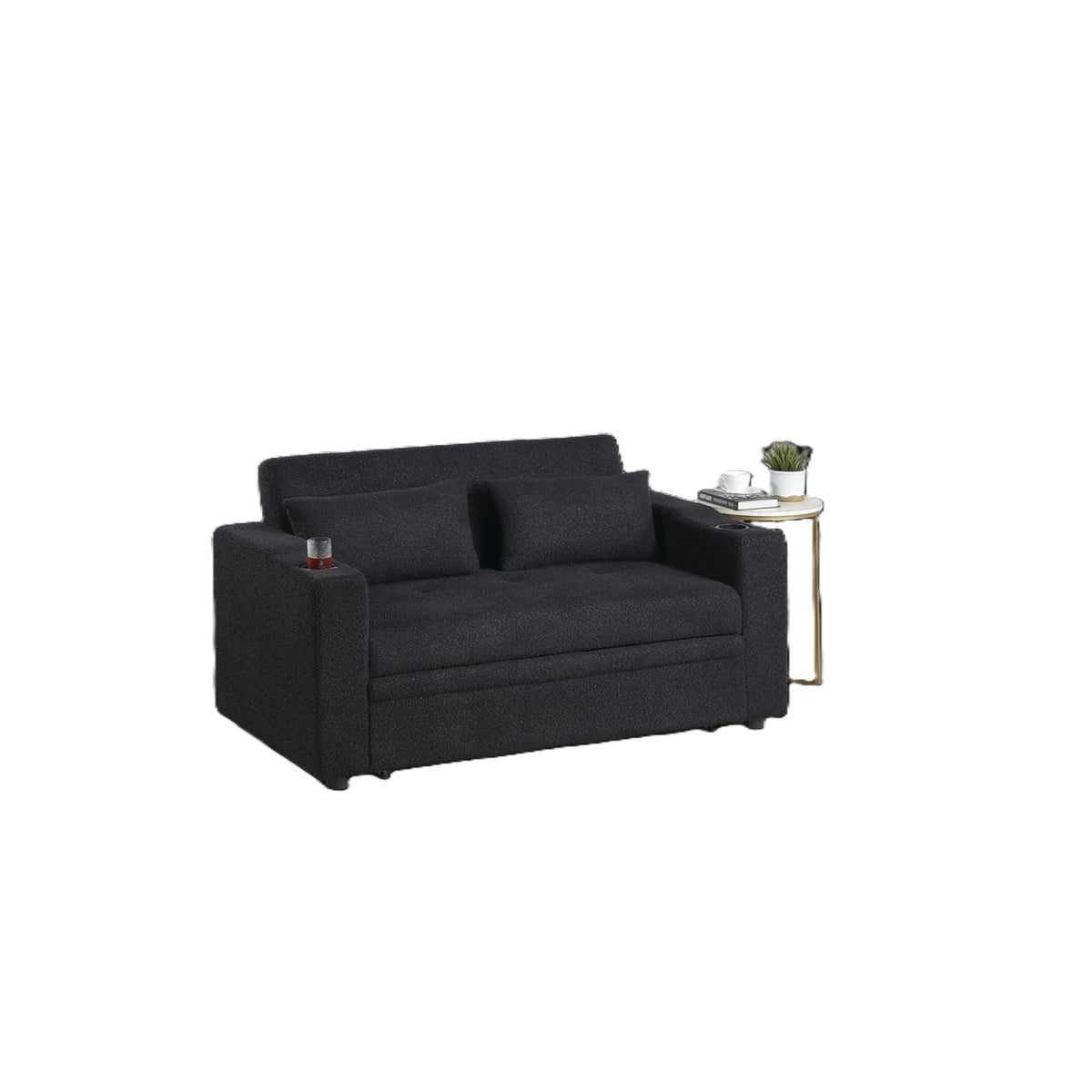 Easton Black Sherpa Sleeper Sofa