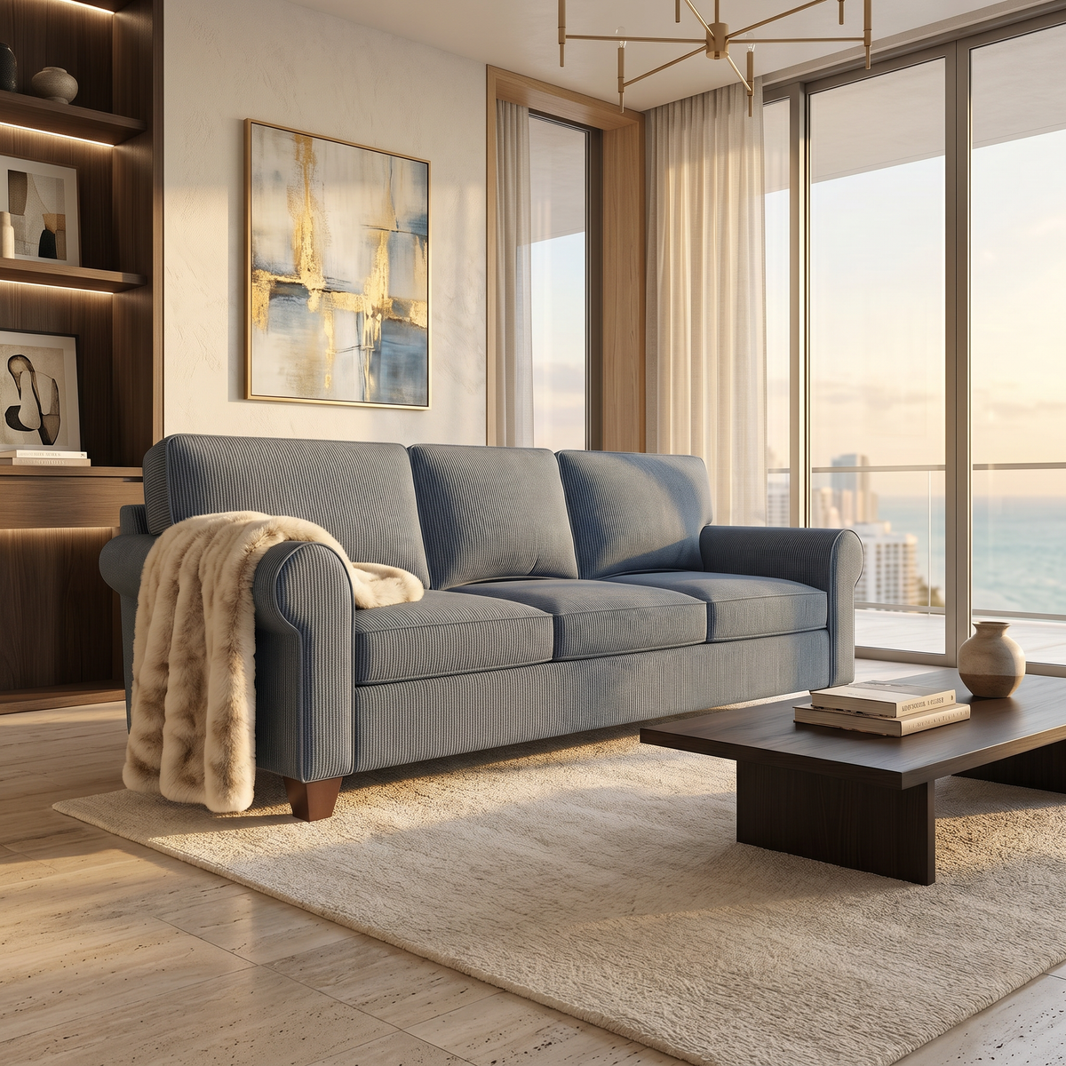 Augusta Sofa – Made in USA, Custom Fabric Options, 83" Classic Design - Leslie Peacock - Fabric (2)