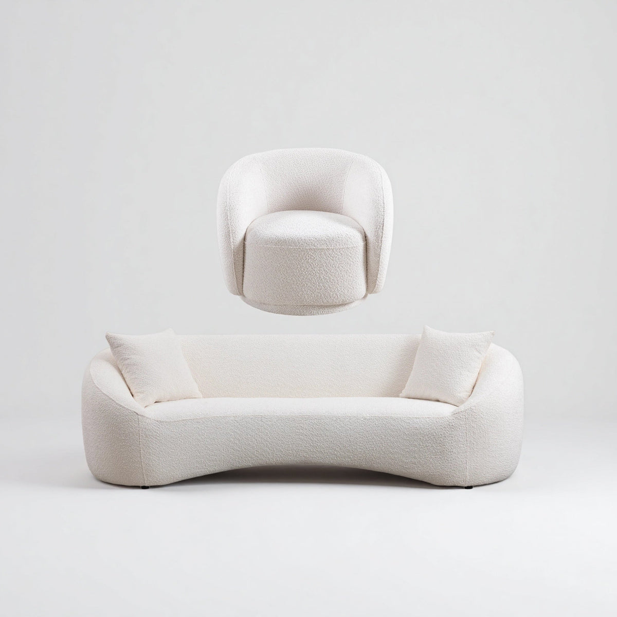 Lysander Curved Sofa – Sofa + 1 Swivel Chair