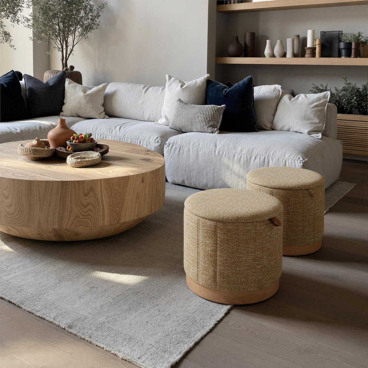 Fije Storage Ottoman in Oat Yellow