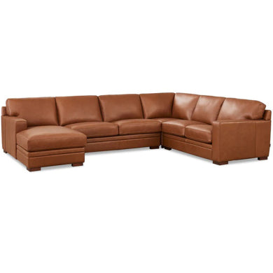 Dillon MCM Leather Chaise Corner Sectional 136"