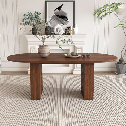 63-Inch Oval Walnut Dining Table for 4 – Modern Farmhouse Kitchen Table with Scratch-Resistant Surface